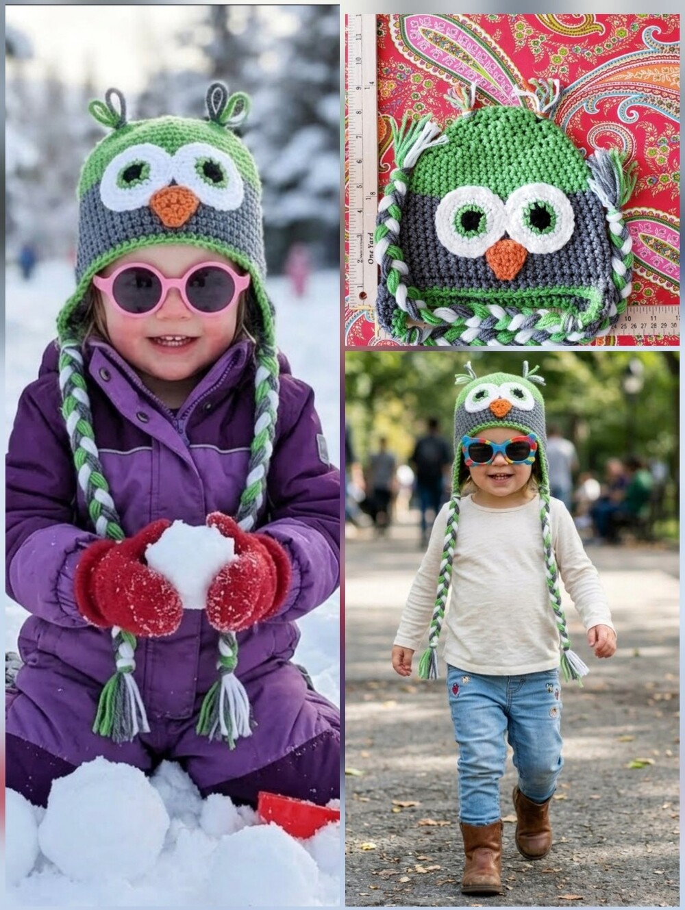 💙💙NEW Handmade Child Winter Hat 🤍green gray